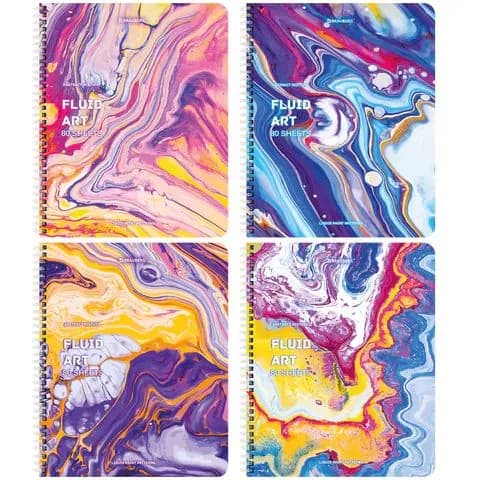 Тетрадь А5 80 л. brauberg гребень, клетка, обложка картон, colorful art (микс в спайке), ,(набор из 1 шт)