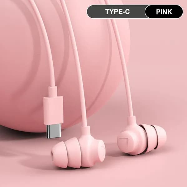 Наушники проводные с микрофоном, 3.5 мм, USB Type-C, светло-розовый