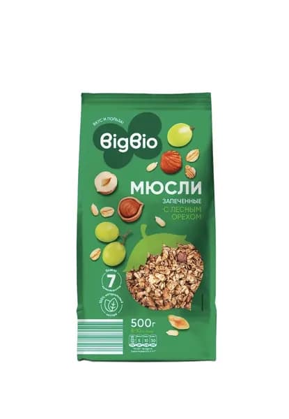 Мюсли BIGBIO запеченные с орехом, 500 г * 4 шт.