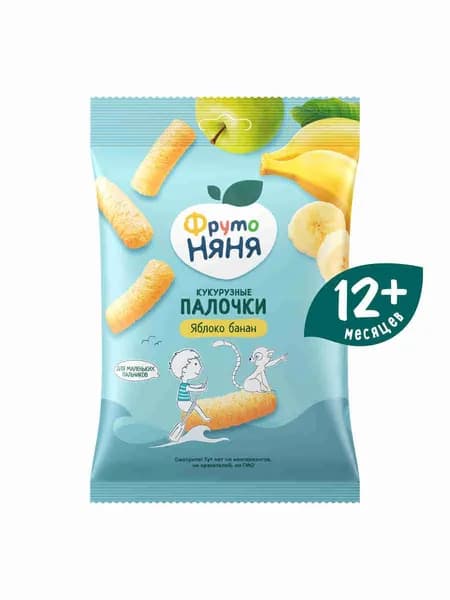 Палочки кукурузные ФрутоНяня яблоко, банан, 20г.