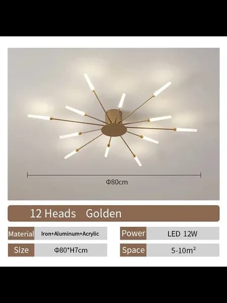 Потолочный светильник LED черный или золотой 12 голов Gold 1