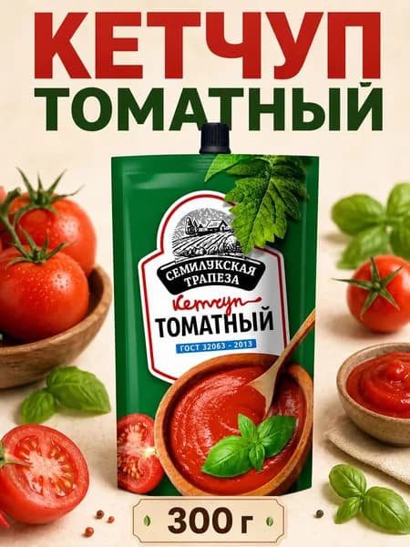 Семилукская трапеза Кетчуп Томатный, 300 грамм, 2 пачки