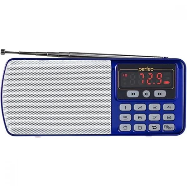 Радиоприемник Perfeo цифровой ЕГЕРЬ FM+ 70-108МГц/ MP3/ питание USB или BL5C/ синий (i120-BK)