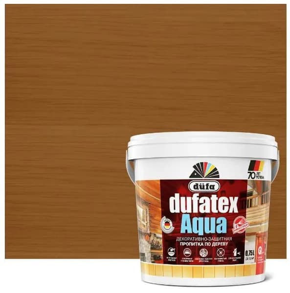 Пропитка для дерева водная цвета тик Dufatex aqua 0.75 л