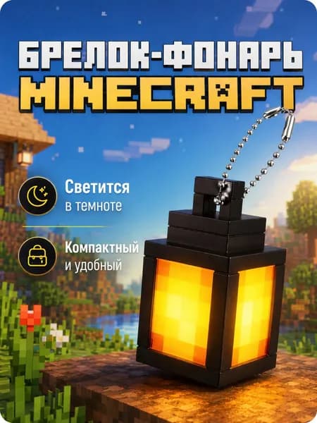 Брелок фонарь для ключей и сумки, светящийся брелок Майнкрафт, фонарик-брелок