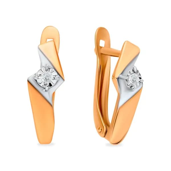 Серьги женские с бриллиантами из красного золота 585 пробы 585GOLD