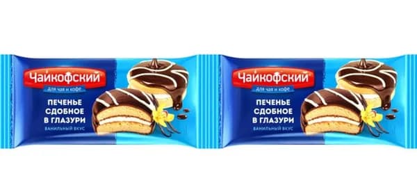Чайкофский Печенье сдобное, в глазури ванильный вкус, 40 гр, 2 уп