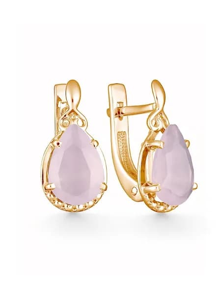 Серьги с Розовым агатом Костромской завод