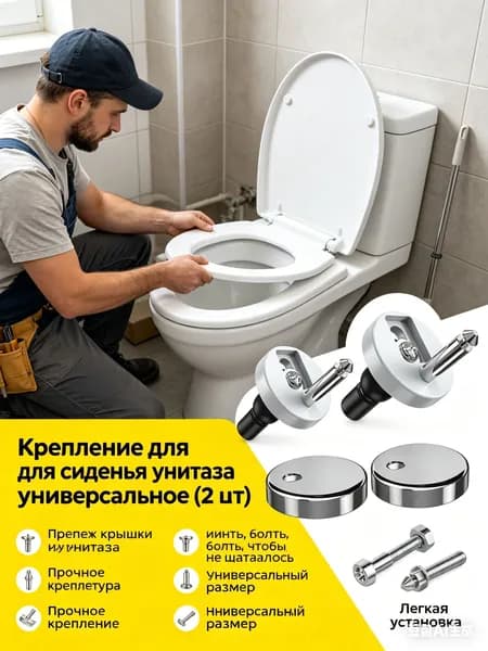 Крепление для сиденья унитаза универсальное (2 шт) крепеж крышки унитаза, винты, болты, чтобы не шаталось, фурнитура