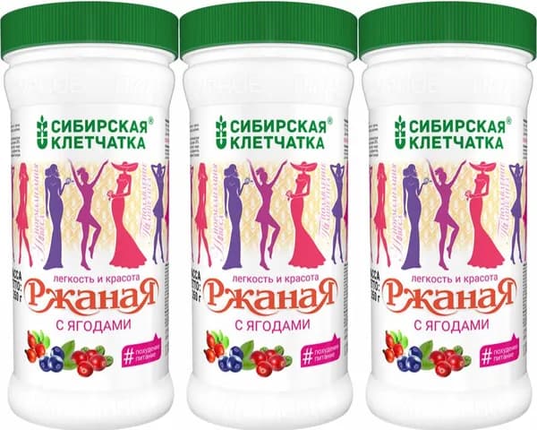 Клетчатка Сибирская клетчатка ржаная с ягодами, комплект: 3 упаковки по 350 г
