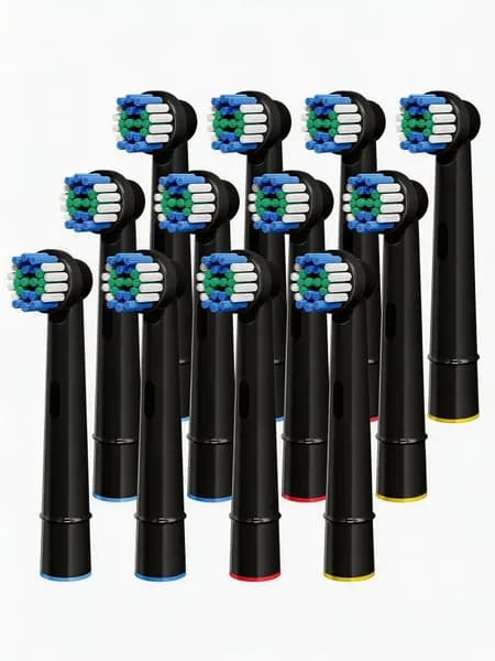 12 шт. черных насадок для электрической зубной щетки OralB Braun Professional, подходят для моделей 1000, 1500, 3000, 6000, 7000, 7500, 8000