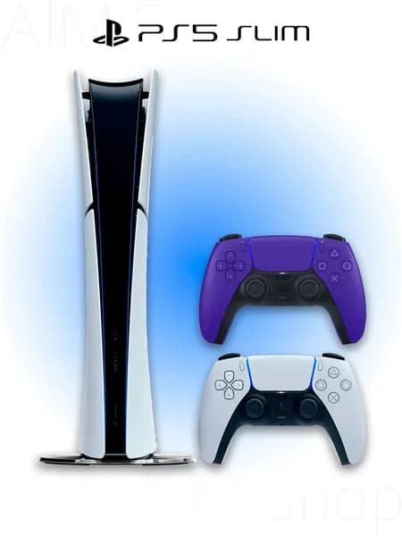 Игровая приставка Sony PlayStation 5 Slim Digital (БЕЗ ДИСКОВОДА) + 2 геймпад (фиолетовый, Galactic Purple)