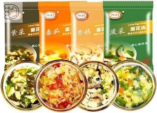 CATCH-Свежий овощной суп со смесью 4 вкусов, суп из сублимированных грибов, 6 г / мешок, суп со шпинатом, водорослями и томатами, суп-замена завтрака и питательный суп.
