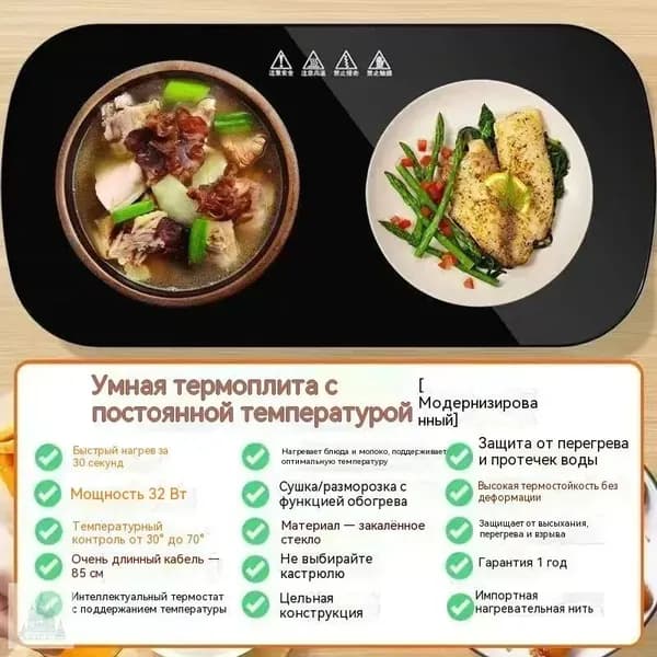 Панель для подогрева еды Подогрев еды и вина, быстрый нагрев, постоянная температура, безопасность от ожогов