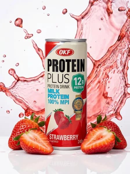 Безалкогольный напиток OKF Protein Plus Strawberry Клубника 240мл Корея