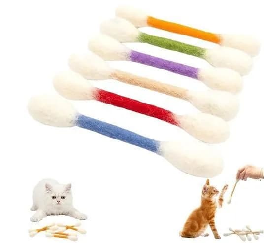 Игрушка для кошек из шерсти с кошачьей мятой, Гигантская ватная палочка с наполнителем