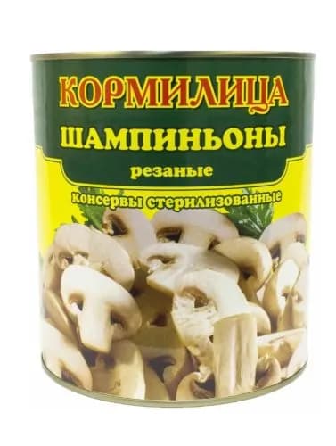 Кормилица Шампиньоны резанные консервированные, 850 мл