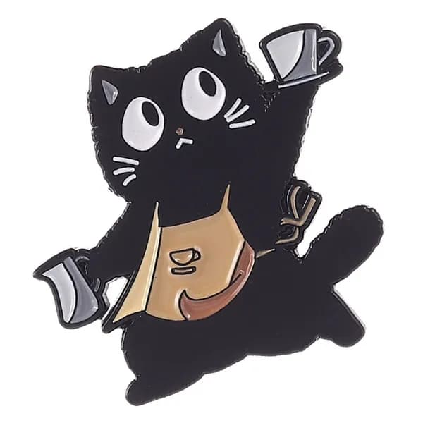 Очаровательный кот с кофейником брошь декоративная булавка из сплава