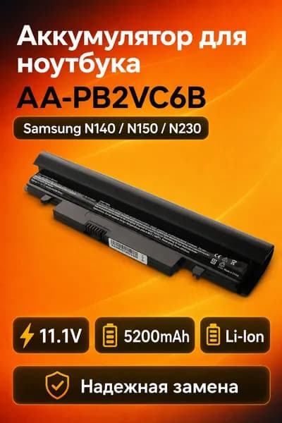 Аккумулятор для ноутбука Samsung N140 N143 N145 N150 N230 N250 AA-PB2VC6B 11.1V 5200mAh Li-Ion