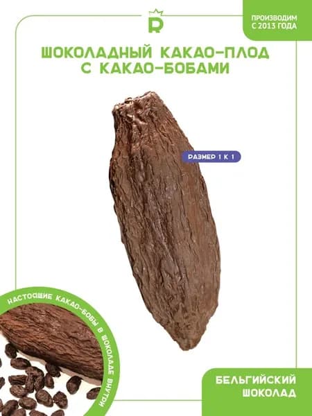 Плод Какао дерева с какао бобами в темном шоколаде