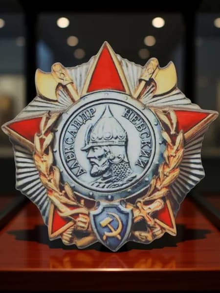 Сувенирный магнит "Орден Александра Невского" СССР, объёмный, деревянный с рельефом
