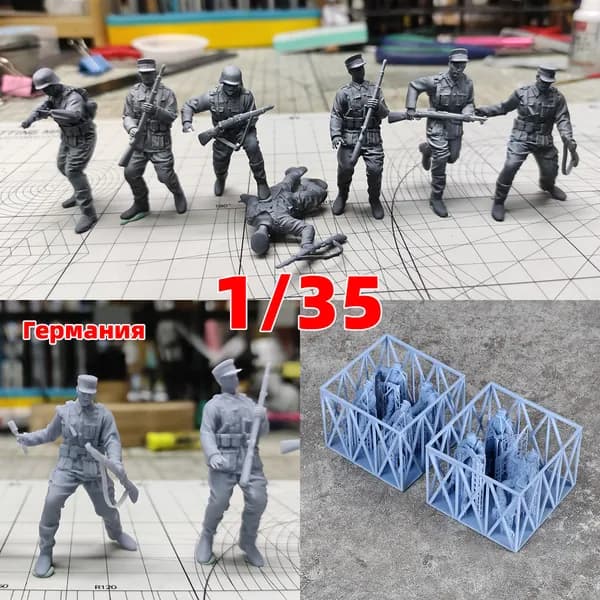 3Dпечать, фигурки солдат из смолы, немецкие модельнаборы, масштаб 1/35, неокрашенные, требуют самостоятельной сборки