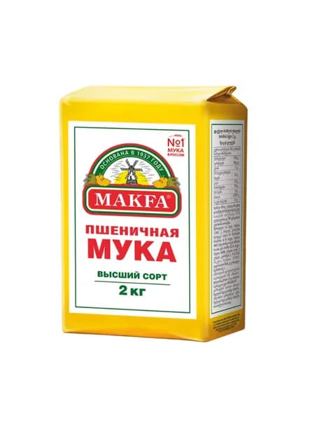 Мука пшеничная высшего сорта Makfa, 2 кг, Россия