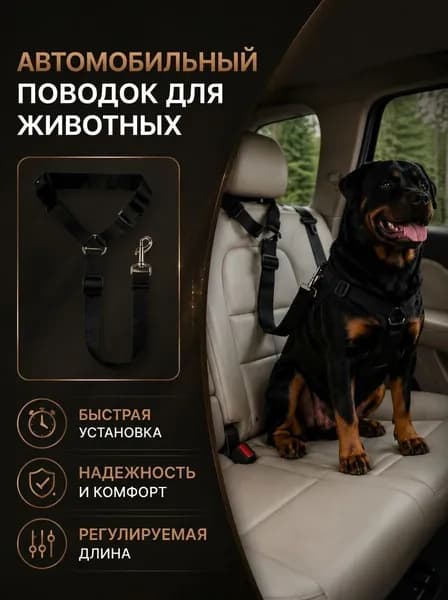 Автомобильный поводок для животных, автомобильный ремень безопаности для животных с креплением за подголовник сиденья