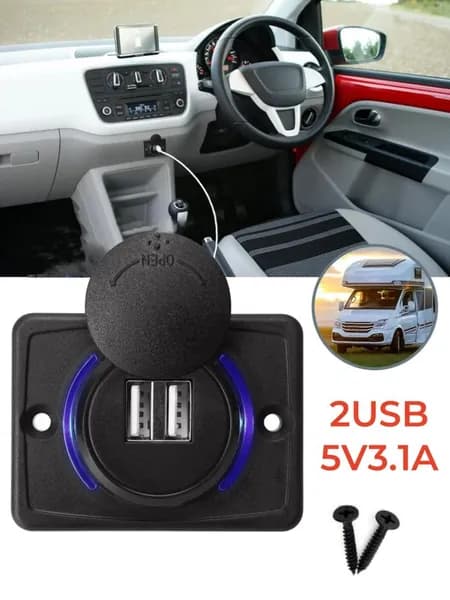 Автомобильное зарядное устройство с Пылезащитный чехол, 2USB, 12-24 В 3,1 А, для автомобиля, лодки, грузовика, мотоцикла