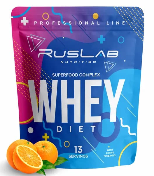DIET WHEY протеин сывороточный,белковый коктейль для похудения,заменитель пищи (416 гр),вкус апельсин