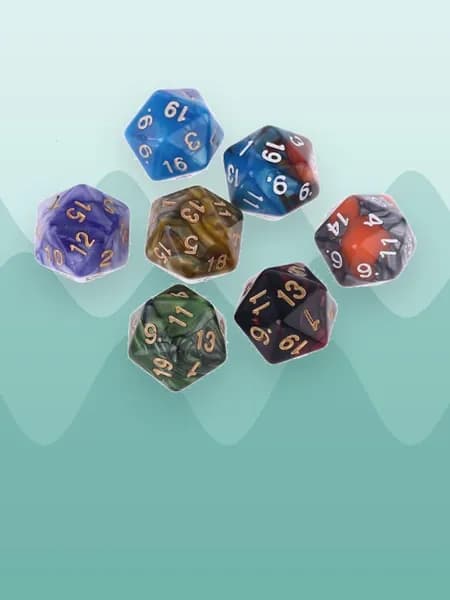Набор 7 кубиков D20 для ролевых игр, Мульти