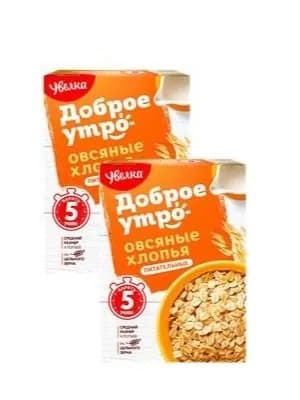 Хлопья Увелка "Доброе утро" Овсяные, питательные, 2уп по 400 г