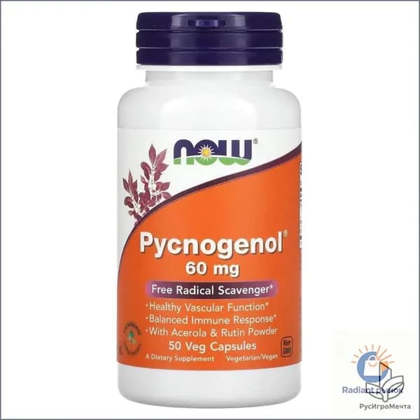 Foods, Pycnogenol (пикногенол), 60 мг, 50 растительных капсул