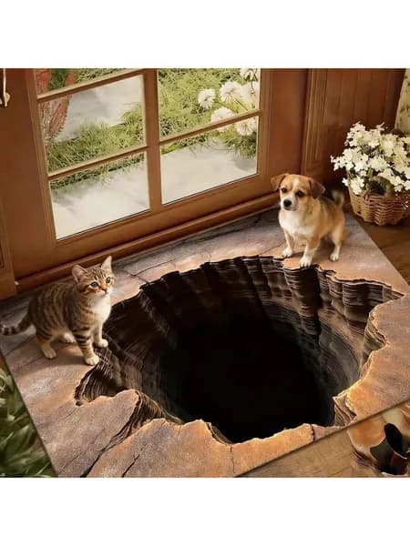 Ковер дорожка 50x80 см 2 мм 3d-эффект белый, коричневый