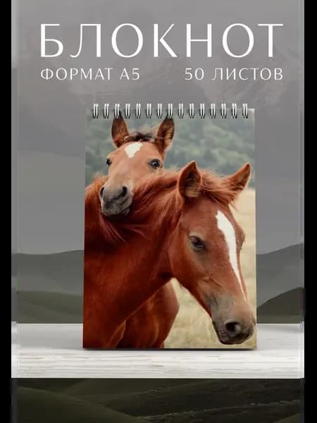 Блокнот А5 на кольцах без линовки лошади