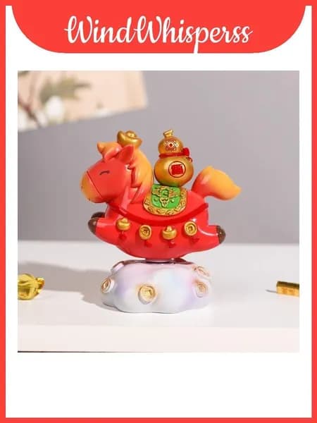 маленькая фигурка из смолы лошадь для офисной мебели и праздничных подарков красная
