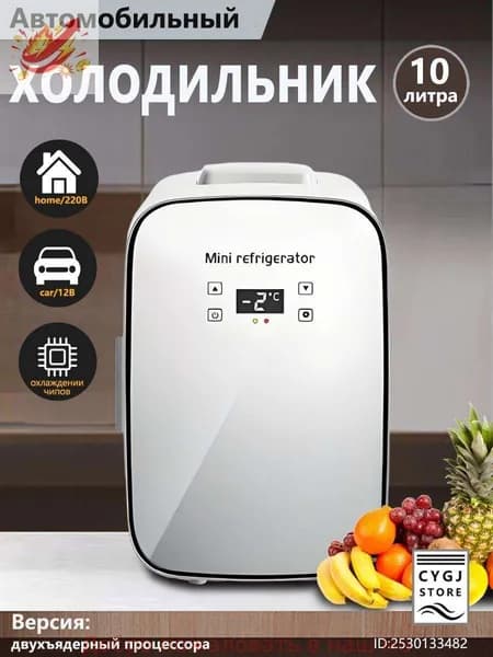 Портативный двухъядерный холодильник емкостью 10 литров, подходящий для хранения напитков, косметики и лекарств
