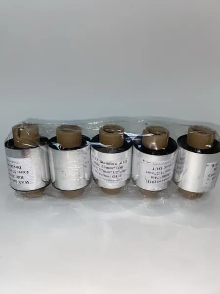Риббон 33мм х 74м Черный WAX Воск, вт 0,5"/57мм, OUT, 5 рулонов