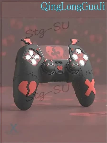 PlayVital Силиконовый чехол Gothic Imp Series для геймпада PS5,совместим с зарядной станцией PS5,чёрный