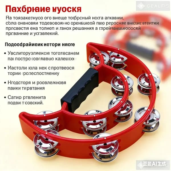 Бубен: музыкальный инструмент с двойным рядом тарелок, для караоке, вечеринок, праздников и создания ритма в любом мероприятии.