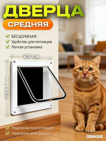Лаз для кошек, дверца для животных в пластиковую дверь, со щеколдой и замком, проход для собаки, прозрачная форточка с защитой