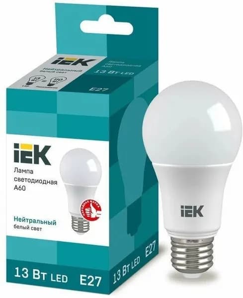 IEK Лампочка, Цоколь:E27, 13 Вт, Светодиодная, 1 шт.
