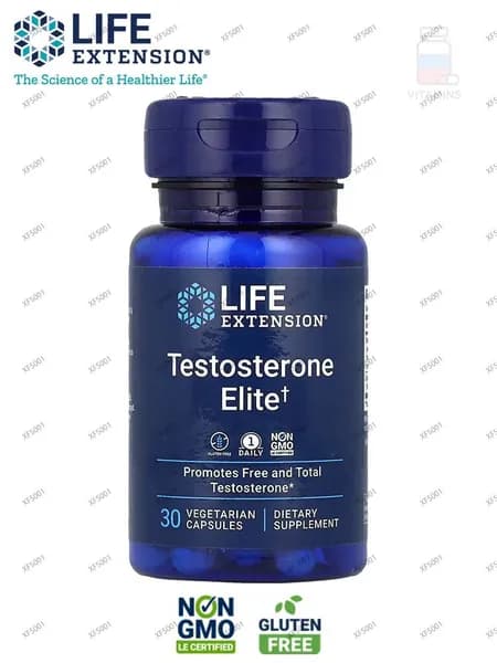 Life Extension, Тестостерон Элит, 30 вегетарианских капсул