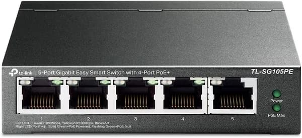 TP-Link TL-SG105PE, 5-портовый гигабитный коммутатор Easy Smart с 4-портовым PoE+