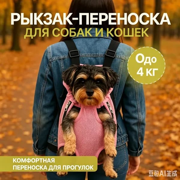 Рюкзак-переноска для собак и кошек до 4 кг, дышащая сетчатая сумка для прогулок и поездок, мягкая фиксация