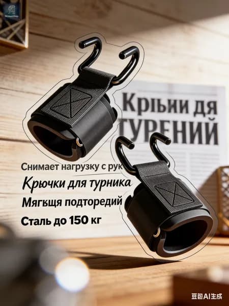Крюки для тяги и турника металлические, 2 шт. Фитнес сцепка для становой тяги: надежный хват без скольжения.