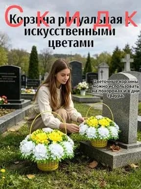 Эксклюзивный венок Хризантема 35 на 33 см для кладбища от Мастера Венков