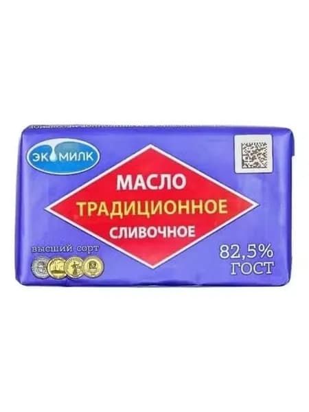 Сливочное масло несоленое Экомилк Традиционное 82,5% БЗМЖ 160 г