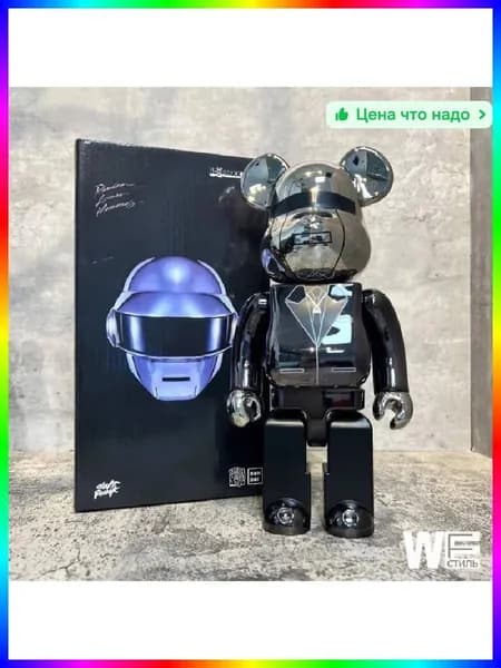 Коллекционная игрушка винтажная, ламинированный пластик, винил, керамика, черно-серая, 400 мм