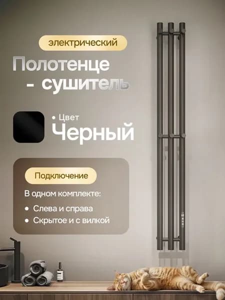 Полотенцесушитель электрический 150x800 Arte Bernini черный